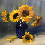 Sunflowers in Blue 10 x 10 $400