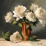 White Roses in Copper 12 x 16 $850