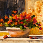  Red Geraniums Under the Tuscan Sun    9 x 12